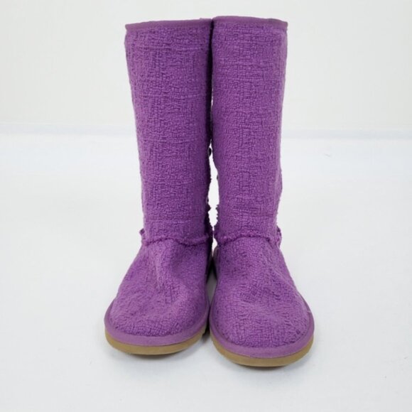 UGG Australia Heirloom Laceup Boots LaceUp Purple Woven Knit Ribbon Lilac - Picture 6 of 10